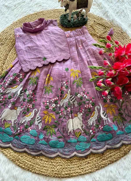 Ajd 8172 Crush Silk With Embroidery Work Kids Wear Lehenga With Blouse Online Wholesale